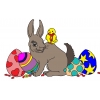 Disegno di Coniglio e Uccellino di Pasqua a colori