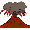 Disegno di Vulcano in Eruzione a colori