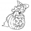 Disegno di Bambina con la Zucca da colorare