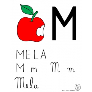 Disegno di Lettera M di Mela a colori