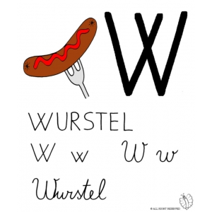 Disegno di Lettera W di Wurstel a colori