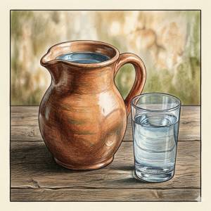 Disegno di Brocca con Bicchiere di Acqua  a colori
