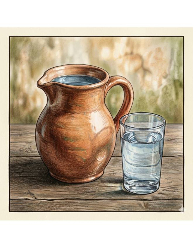 disegno di Brocca con Bicchiere di Acqua  a colori