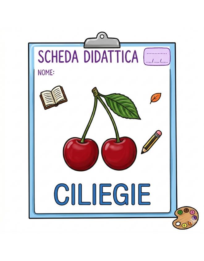 disegno di Ciliegie Scheda Didattica  a colori