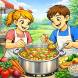 Disegno di Coppia che Cucina un Minestrone a colori