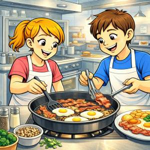 Disegno di Coppia che Cucina Uova a colori