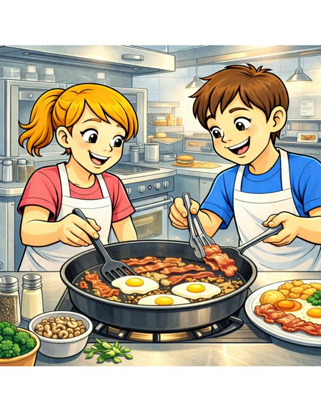 disegno di Coppia che Cucina Uova a colori