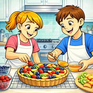 Disegno di Coppia che Prepara una Crostata a colori