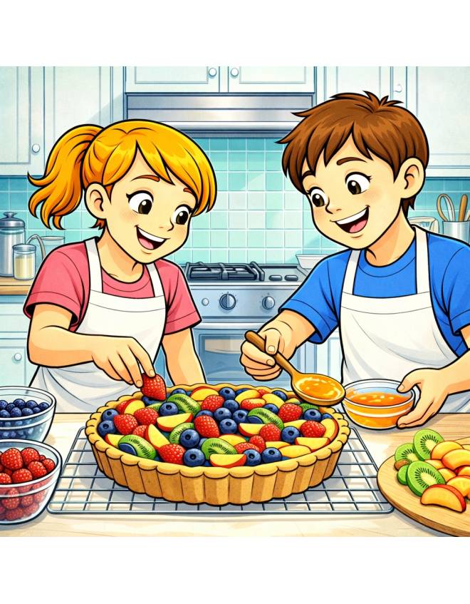disegno di Coppia che Prepara una Crostata a colori