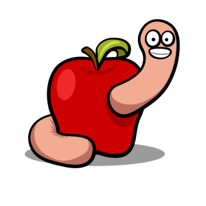 Disegno di La Mela col Verme a colori