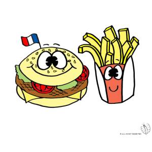 Disegno di Panino e Patatine a colori