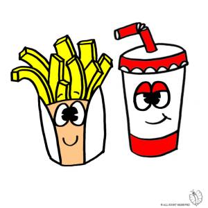 Disegno di Patatine e Bibita a colori