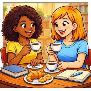 disegno di Ragazze che Prendono Té  a colori