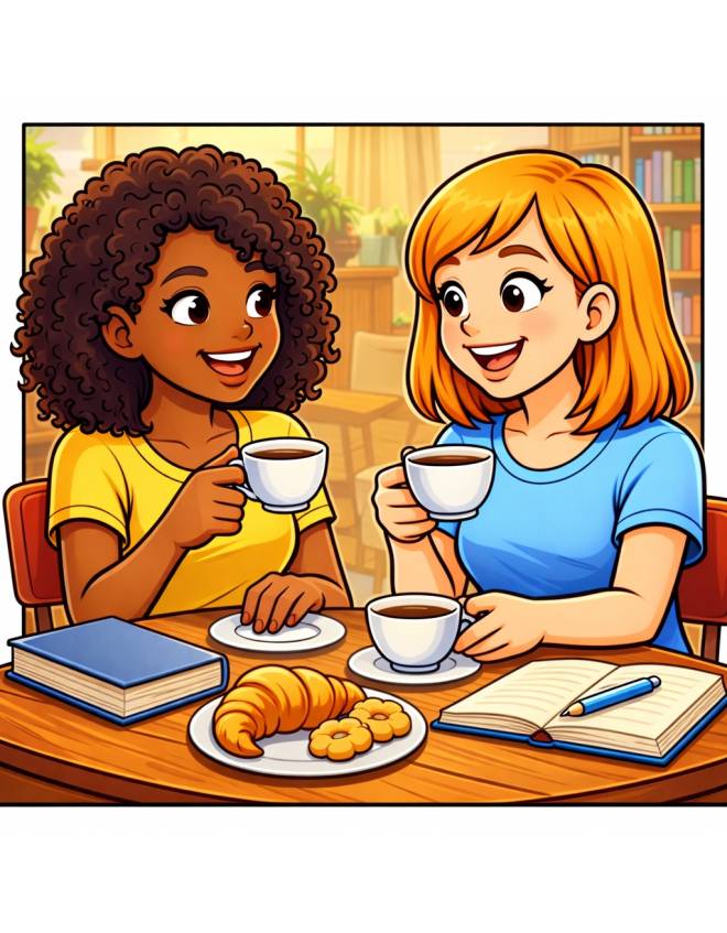 disegno di Ragazze che Prendono Té  a colori