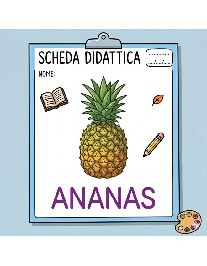 disegno di Ananas Scheda Didattica  a colori