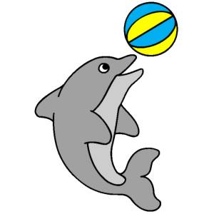 Disegno di Delfino con la Palla a colori