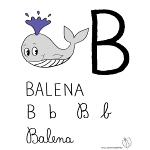 Disegno di Lettera B di Balena a colori