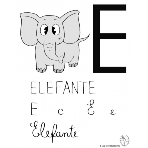 Disegno di Lettera E di Elefante a colori