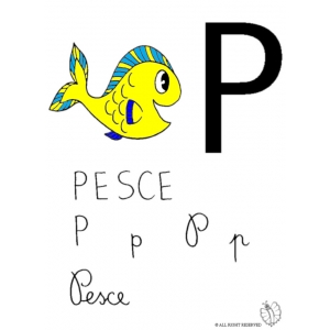 Disegno di Lettera P di Pesce a colori