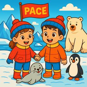 Disegno di Animali al Polo a colori