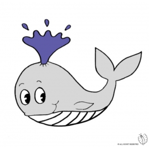 Disegno di Balena che Spruzza Acqua a colori