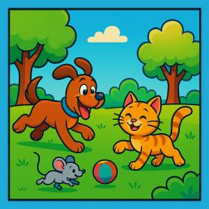 Disegno di Il Cane, il Gatto e il Topolino a colori