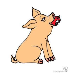 Disegno di Maialino che Mangia a colori