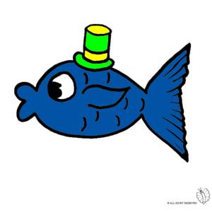 Disegno di Pesce con Cappello a colori
