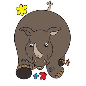 Disegno di Rinoceronte Felice a colori