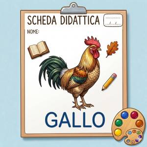 Disegno di Scheda Didattica Gallo a colori