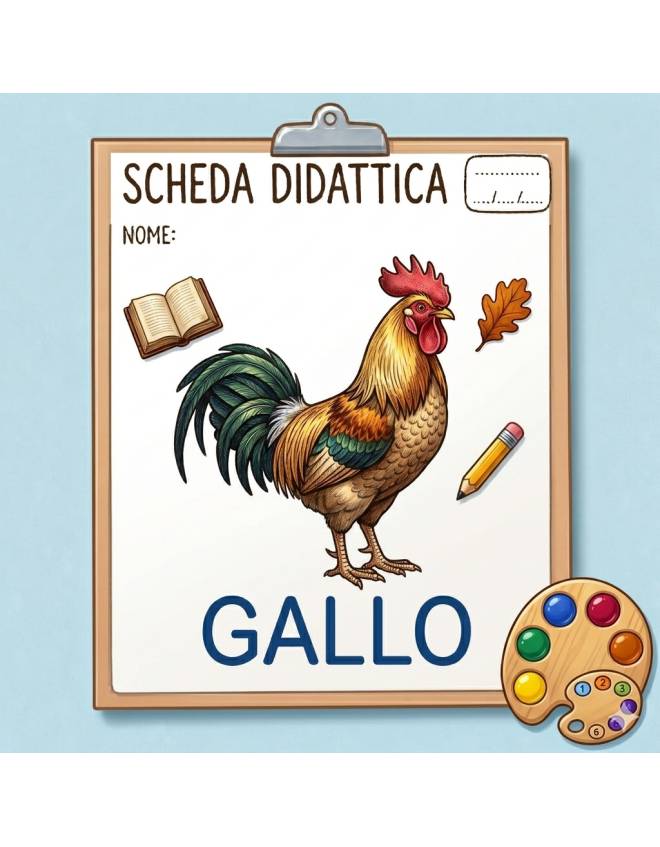 disegno di Scheda Didattica Gallo a colori