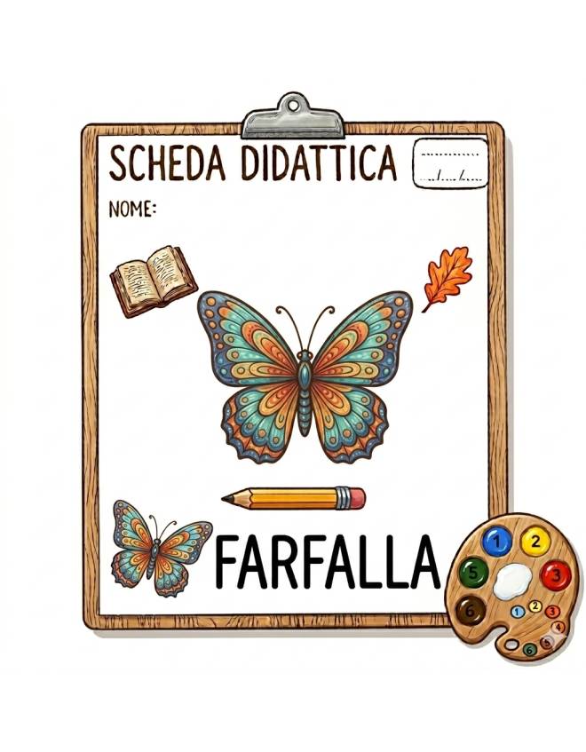 disegno di Scheda Didattica Farfalla  a colori