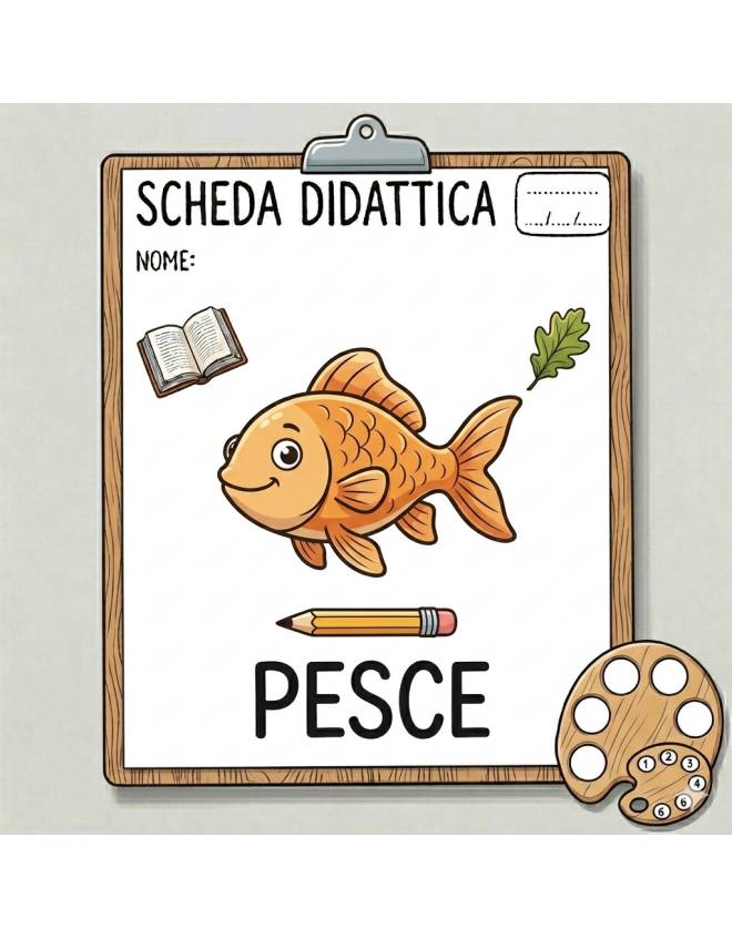 disegno di Scheda Didattica Pesce a colori