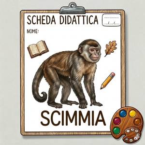 Disegno di Scheda Didattica Scimmia a colori