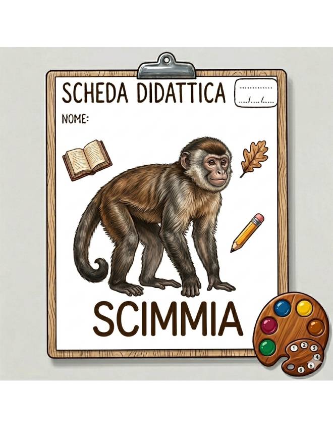 disegno di Scheda Didattica Scimmia  a colori