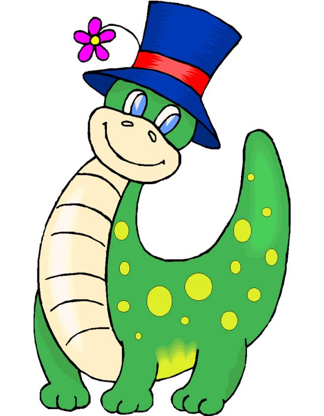 disegno di Dinosauro con Cappello a colori