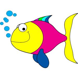 Disegno di Pesciolino con Bollicine a colori