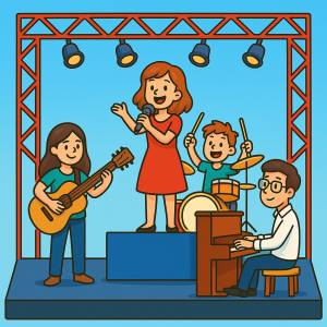 Disegno di Band Musicale sul Palco a colori