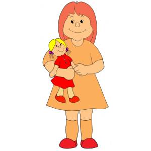 disegno di Bambina con Bambola a colori