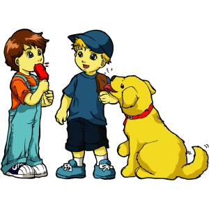 Disegno di Bimbi col Gelato a colori