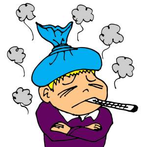 Disegno di Bambino con Febbre a colori