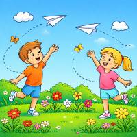 Disegno di Aerei di carta che volano a colori