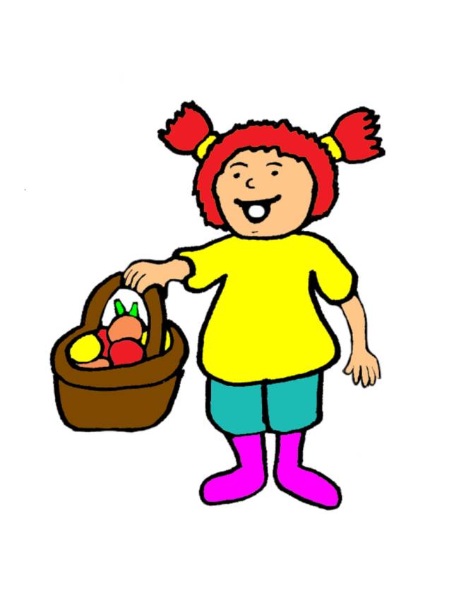 disegno di Bambina con Cestino di Frutta a colori