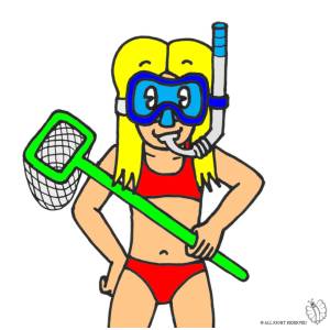 Disegno di Bambina con Maschera Subacquea a colori