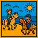 Disegno di Bambini a Cavallo al Mare a colori