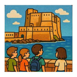 disegno di Gita Napoli Castel dell'Ovo a colori
