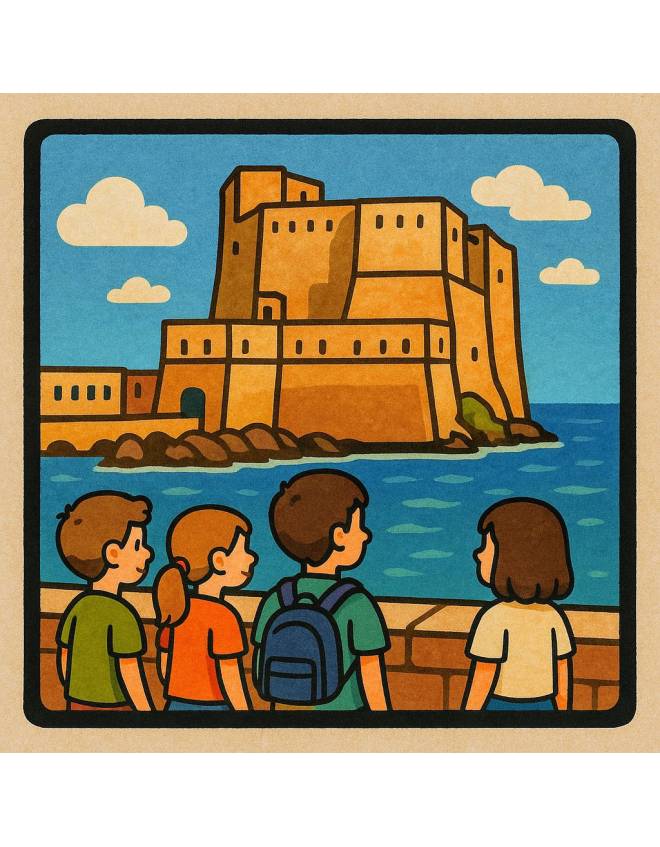 disegno di Gita Napoli Castel dell'Ovo a colori