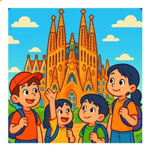disegno di Gita alla Sagrada Familia a colori