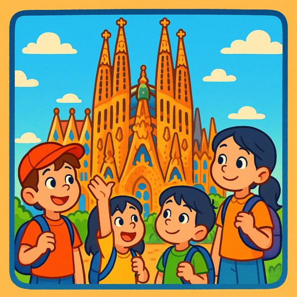 Disegno di Gita alla Sagrada Familia a colori