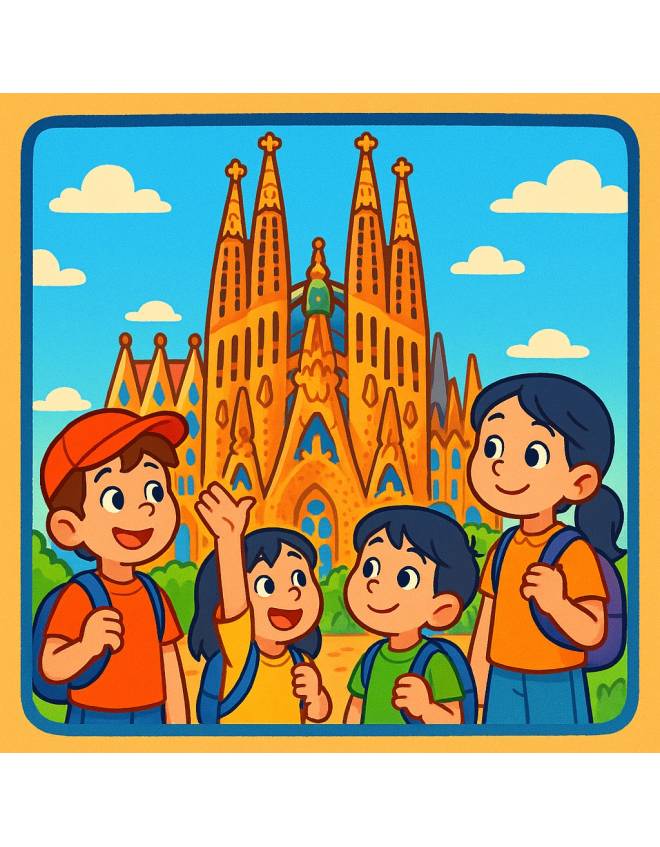 disegno di Gita alla Sagrada Familia a colori
